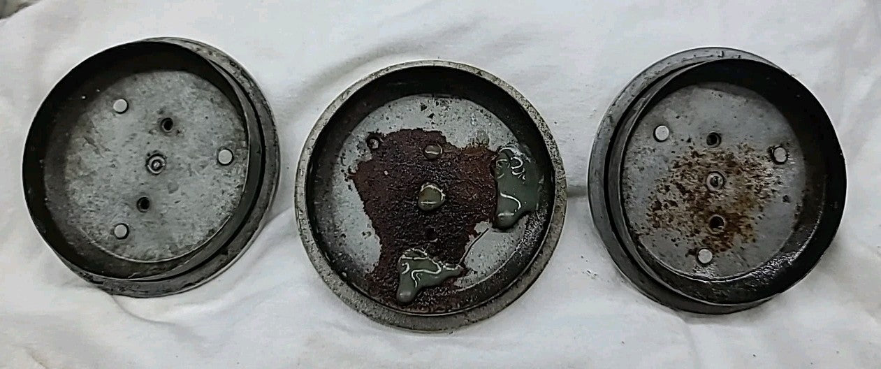 OEM Porsche 911 Fuchs Metal Back Center Caps Set of 3 Black w/ Aluminum Outer