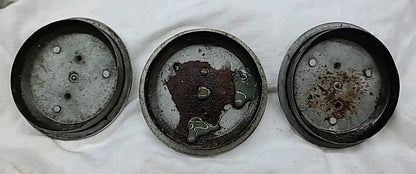 OEM Porsche 911 Fuchs Metal Back Center Caps Set of 3 Black w/ Aluminum Outer
